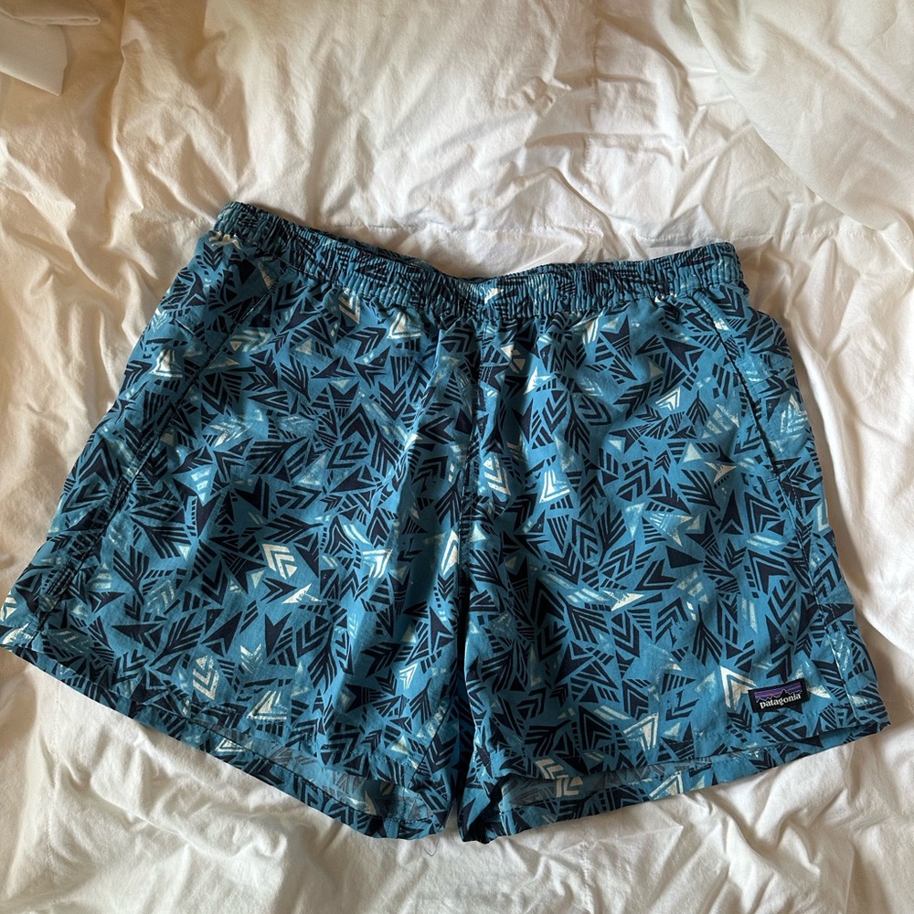 Patagonia Light Blue Geometric Shorts